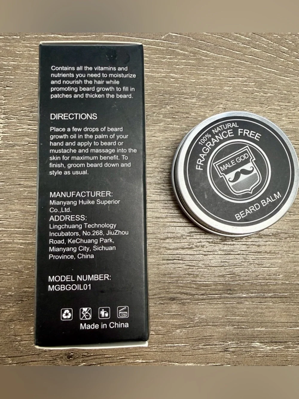 Male God Beard Grooming Set 100% Natural Growth Oil & Balm - Fragrance-Free 30ml